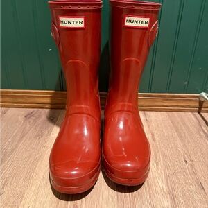 Hunter Glossy Red Mid-Calf Rain Boots